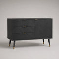 Credenza rettangolare MDF nera con 3 cassetti e 1 maniglia, 120 × 40 × 80 cm