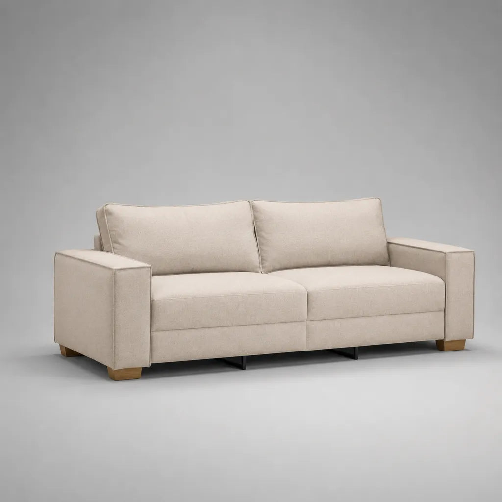 Divano a 3 posti in tessuto beige, 210 × 90 × 85 cm