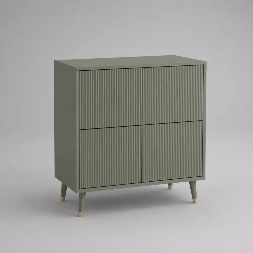 Credenza alta 4 porte in salvia verde MDF, 100 × 40 × 120 cm