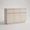 Credenza rettangolare con 3 porte e 3 cassetti in agglomerato in melamina beige chiaro, 120 × 40 × 90 cm