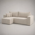 Divano angolo sinistro 3 posti in velluto a costine, 2 moduli con meridiano, crema, 225 × 150 × 85 cm