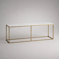 Set di 2 console rettangolare in pietra sinterizzata bianca e acciaio oro, dimensioni totali 200 × 35 × 75 cm